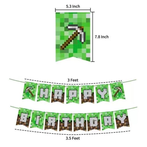 Minecraft-juhlapakkaus - 18 ilmapalloa ja 1 lippu