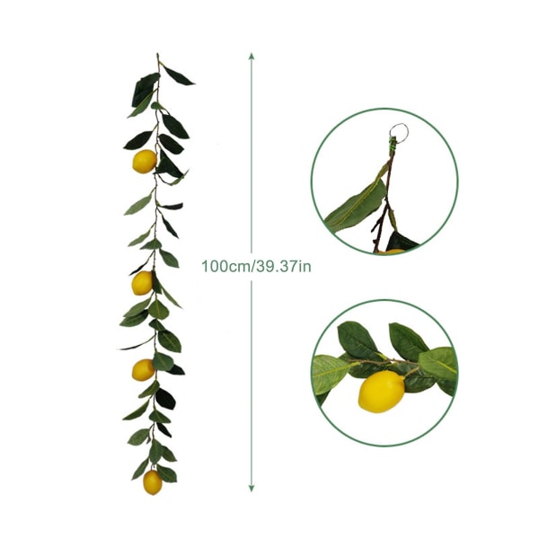 Kunstig Citronkrans Til Hjemmedekor - Realistisk Frugtmodel Rattan Vine[C] Yellow A2