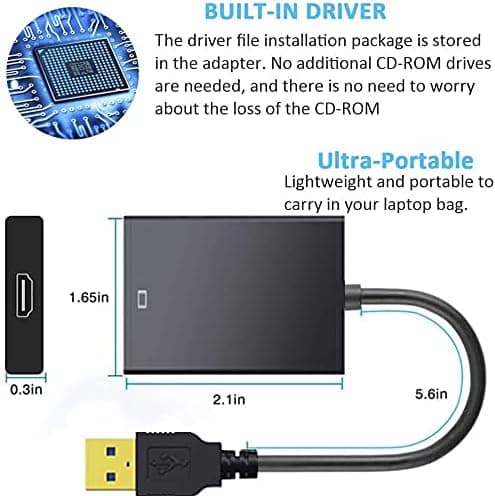 HDMI-sovitin Windows-tietokoneille, 3.0/2.0 HDMI, 1080p[C]