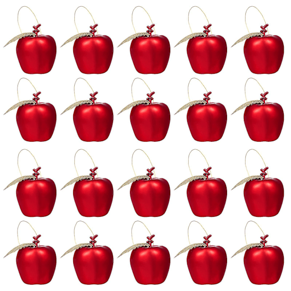 24 st Apple-prydnader Julgran Äpple Juldekorationer Julgran Röda Äpple-prydnader