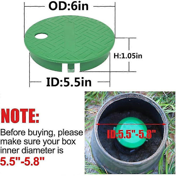 2-pack ID 5,5\" OD 6\" Ventilboxlock för Sprinkler System Bevattning Cirkulär Ventil