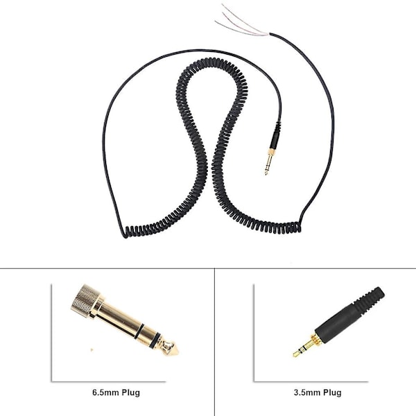 Ersättningskabel för fjäderlindad reparation av DJ-kabel för Ath-m50 Ath-m50s Mdr-7506 7509 V6 V600 V700 V900 7506 hörlurar