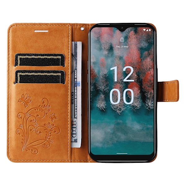 Læder Telefonetui Til Nokia C12 4G/C12 Plus/C12 Pro, Stativ Tegnebog Trykt Cover Yellow Style F Nokia C12 4G