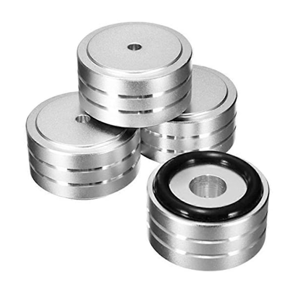 4 st 40x20mm Aluminium HIFI AMP Högtalar Isolationsställ Skivspelare DAC Fotkuddar (Silver) Silver