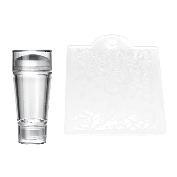 Dobbeltsidig Neglekunst Stamper Transparent Manikyr Skraper 4.3 x 6 x 2.7 cm (C)