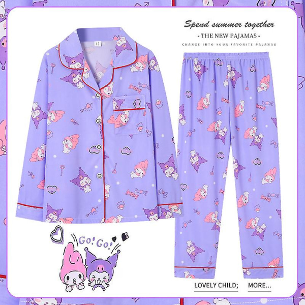 Barnpyjamas Sanrioed Söt Cinnamoroll Kuromi Cotton Pyjamas Långärmad Tecknad Barn Sovkläder Pojkar Flickor Hemkläder 8(96-105cm) KUROMI