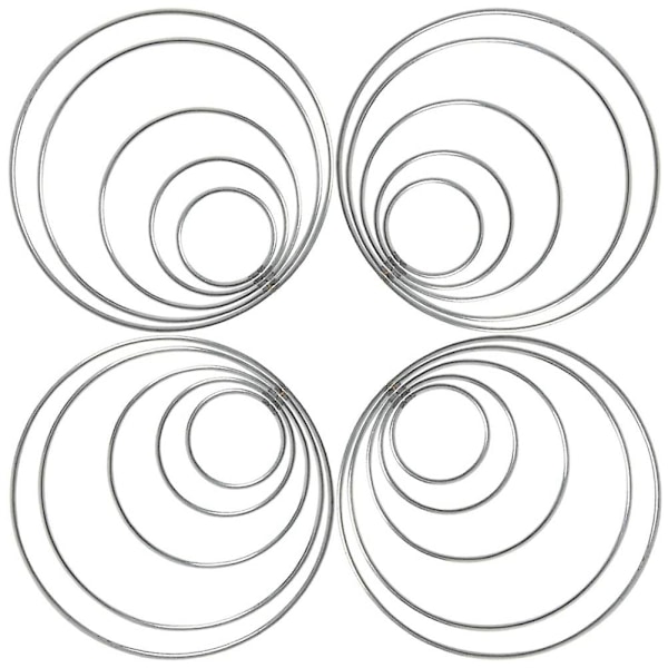 20 stycken metalldrömfångarringar, hoops, stål hantverk silverringar för hantverk, macrame och andra DIY-projekt