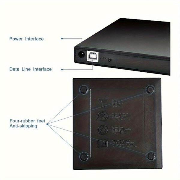 Kompakt USB 2.0 Ekstern CD/DVD-stasjon - Bærbar CD-RW & DVD-RW-brenner for bærbare og stasjonære datamaskiner