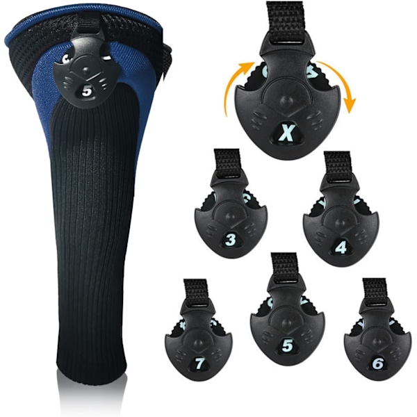 Golfkølle covers til fairwaykøller, drivere og hybrider, 3 stk., lang hals, mesh, sportsfan, golfkølle covers med udskiftelige numre (C)