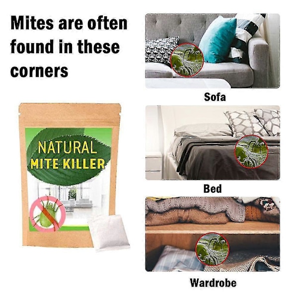 12 stk. poser Støvmidd Dreper Midd Eliminerer Naturlig For Laken Sofa