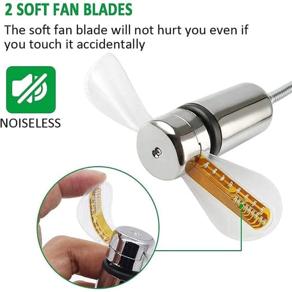 Mini fleksibel USB LED-vifte, egnet for bærbare datamaskiner, liten opplyst skrivebordsvifte