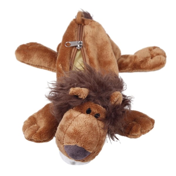 Plushdjurs Pennfodral Kosmetisk Väska Skolmaterial Pennväska Nyhet Pennfodral Fylld Djurväska För Kontor Barn Dark Brown Lion Length 27cm