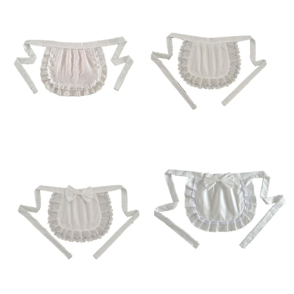 Retro Förkläden Midje Förkläde Midje Förkläde För Flickor  Smal Kostym  Vit Bomull  Halv Förkläde  Fest Hot[C] Off-White