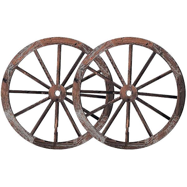 Väggdekor med trävagnshjul - Vintage trädekor för bar eller garage (2 st)[C] As Shown 29X29CM