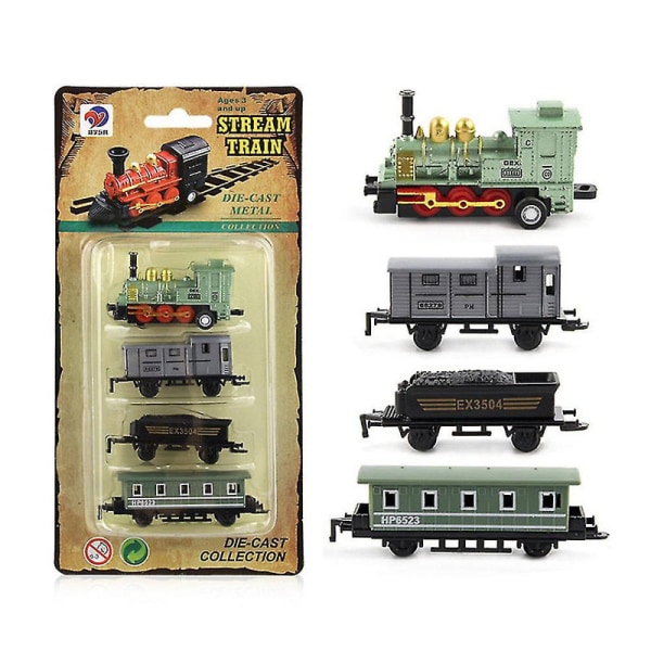 Mini Retro Steam Train Toy Kit Pull Back Simulering Steam Train Model Leksaker Födelsedagspresent för barn Pojkar Flickor Green