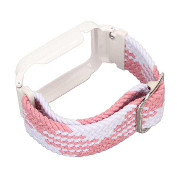 Strækbar Nylon Flettet Urrem med Beskyttelsesbumper Tilbehør Passer til Mi Band 7 Pro Pink Hvid og Hvid Etui[C]