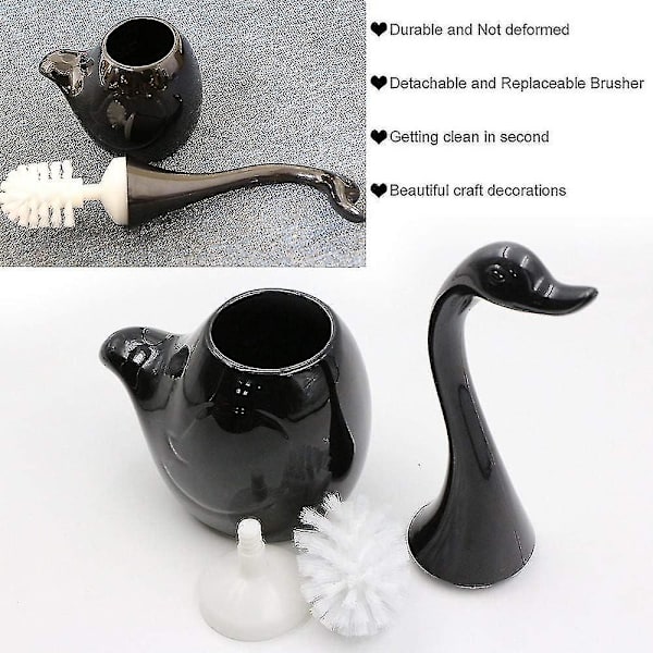 Toalettborste Set Svan Form, Toalettborste Design Toalettborstehållare Och Stativ, För Badrum (svart)