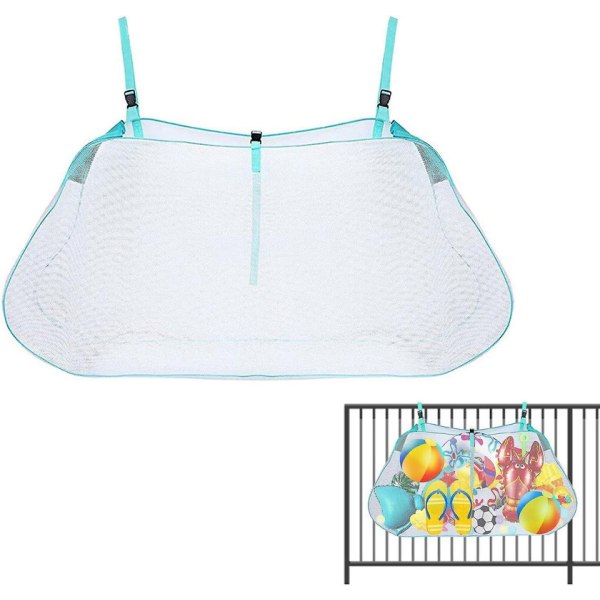 Pool Float Net Opbevaringspose, pladsbesparende Swimmingpool Hængende Opbevaringspose, foldbar Mesh Pool Organizer, Hængende Pool Opbevaringspose, Til Baghave Opbevaring 145x75x30cm Blue