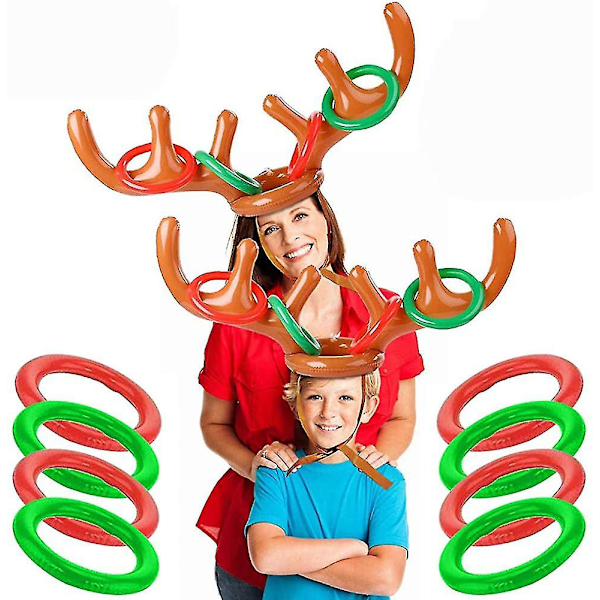 2 Set Uppblåsbara Renhorn Ringspel, Familjespel för Jul [C]