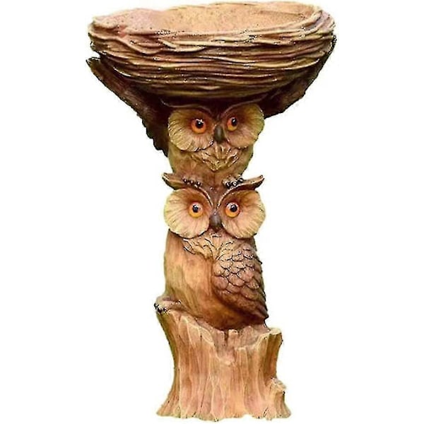 Resin ugle badekar, fuglebad, eventyrhave, ornamenter, skulpturer, havedekoration, springvand, fuglebad (C)