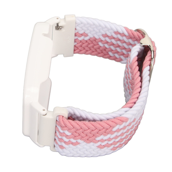 Stretch Nylon Flätat Armband med Skyddande Bumper Case Tillbehör Passar för Mi Band 7 Pro Rosa Vit och Vit Case[C]