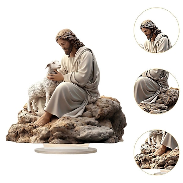 Jul Jesus Lamm Bordsdekoration Julprydnad för Hem Skrivbord Fest (C)