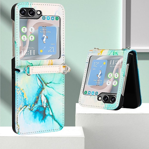Läderfodral med marmor-mönster för Samsung Galaxy Z Flip5