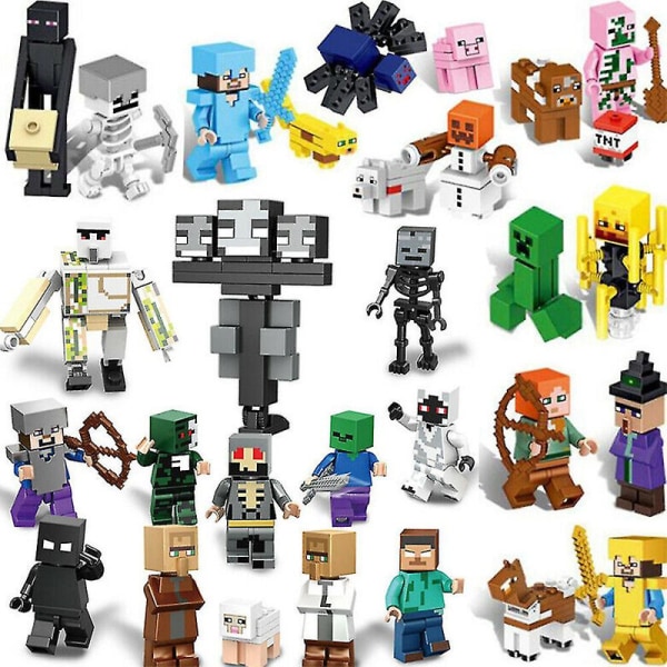 Minecraft Series Minifigure Monterad Mini Building Block Set (29-pack) Actionfigurer Leksaker kompatibla med Lego Roliga Presenter För Barn Pojkar Flickor