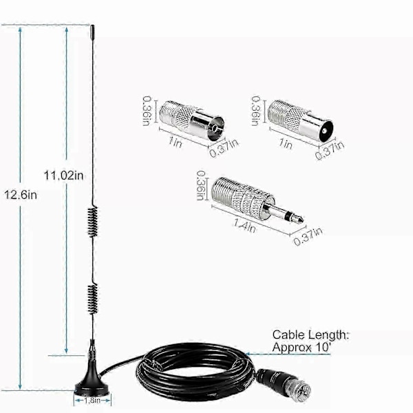 DAB UKW FM Radioantenn - 7dBi Magnetisk Bas med 3m Kabel för Förbättrad Digital Radiosignal (FCC)