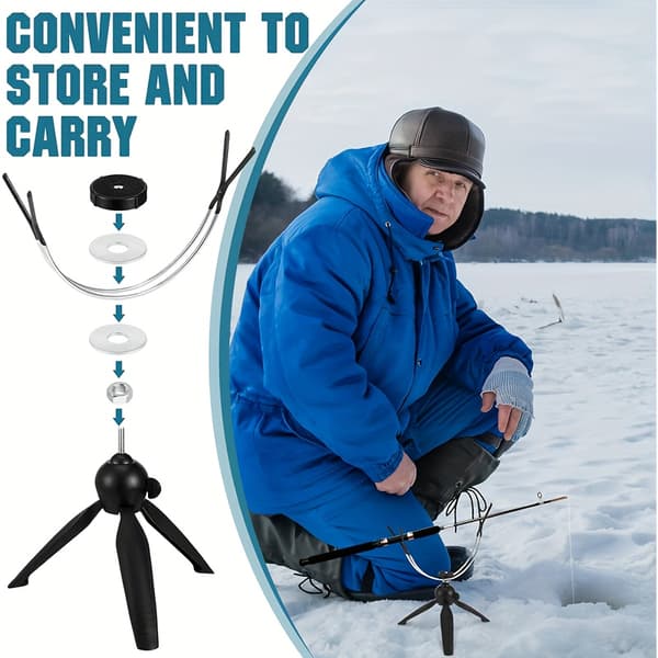 Dubbel Isfiskespöhållare – 360° Justerbart Teleskopstativ | Portabelt och Hopfällbart Ställ för Sjöar, Floder och Båtar