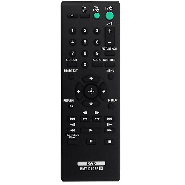 Replace -D198P Fjernkontroll for DVD-spiller SR760 SR170 DVPSR170 DVPSR370 RMTD198P Black