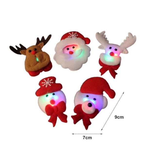 12 st LED-broscher Snygga Dekorativa Lätta Belysning Jul Färgglada Glitter Brosch Tomte Nål
