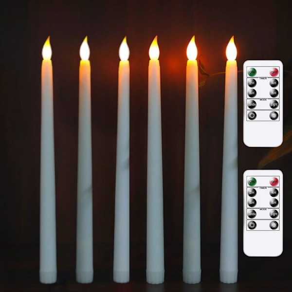 6 st LED-ljus med flimmerande varmt ljus i konform med 2 fjärrkontroller för jul, tacksägelse, halloween, hem, bröllop [C] 1