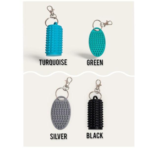 Nøglering (2-pak), Overstimulering, Stim Nøglering, Beroligende Fidget Nøglering til Angstlindring (Sort og Rød) (C)
