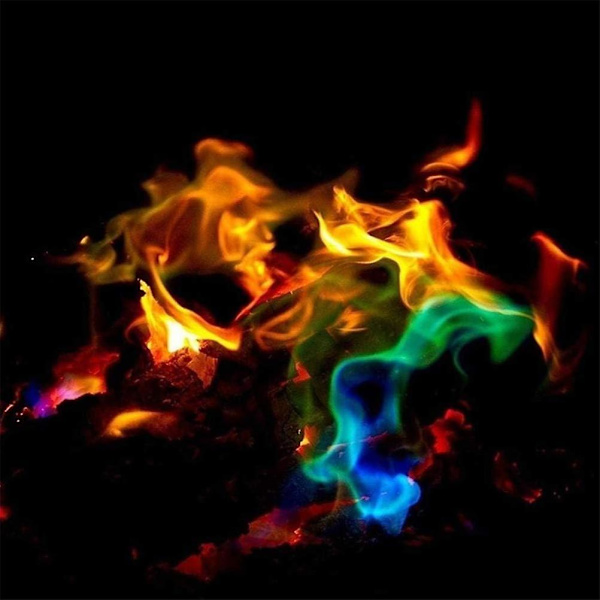 Magiska Neon Flamfärger, Eldfärgspulver Färgglatt Flammpulver För Lägereld Eldstad, 2 Förpackningar
