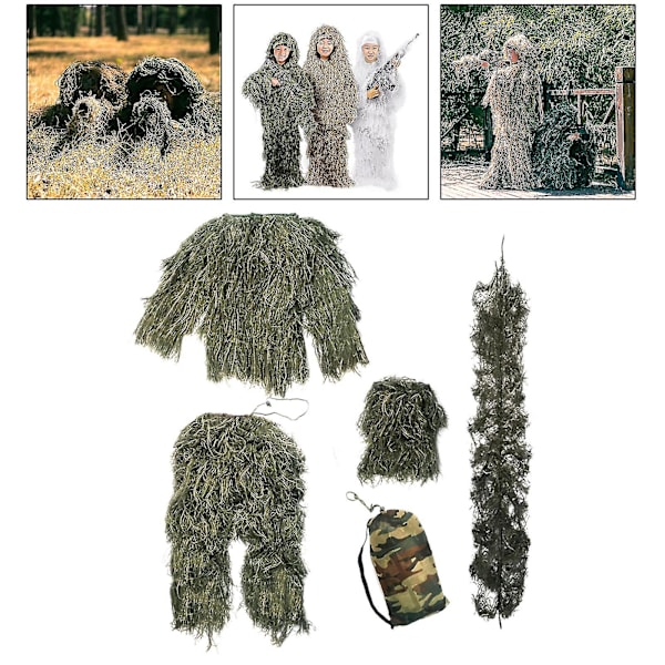 Barn Ghillie Suit Forkledning Kamp For Krigs Spill Fotografering Skoggrønn 140~160cm