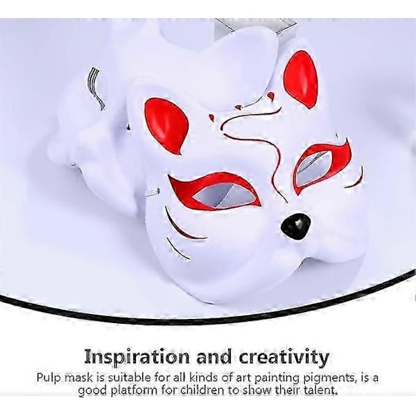 Kattmask, 3 st Therian-masker Vita kattmasker Tomma DIY Halloweenmasker Djur Halvmasker Maskerad Cosplay Party (C)
