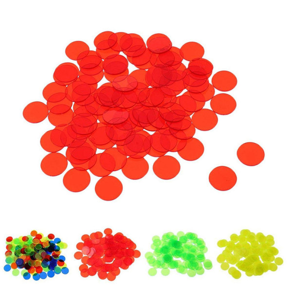Haloppe 100st 19mm Bingo Chips Transparent Color Counting Math Game Counters Markers Light Rose Red 100pcs