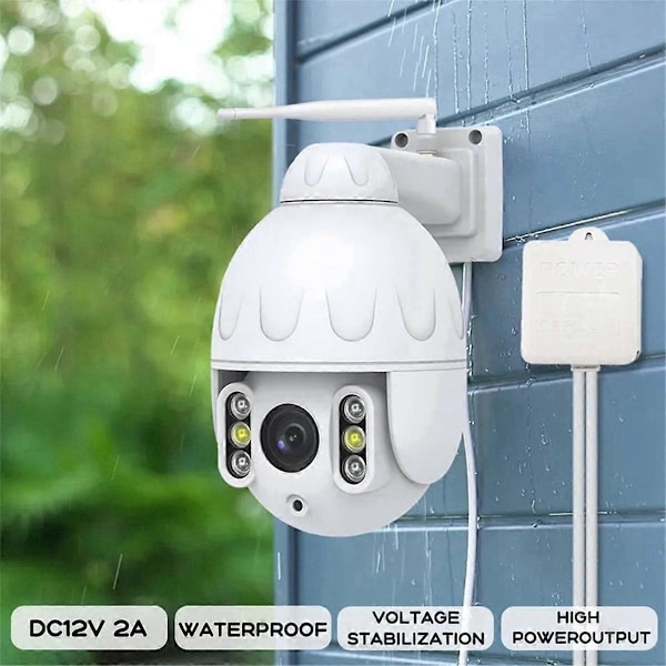 12V 2A Sikkerhedskamera Strømadapter, NVR DVR Input AC100V-240V CCTV Kamera Strømkabel til PTZ Came White