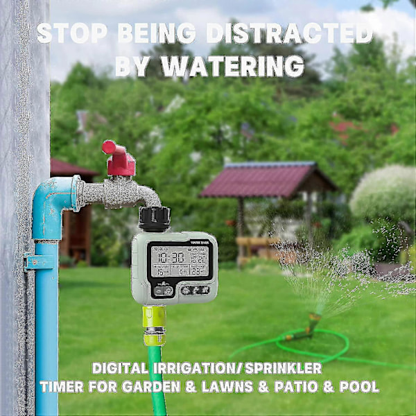 Vattentimer Bevattningstimer Ipx5 Vattentät Manuell Automatisk Sprinkler Med Stor LCD-Display Enkel Installation-XinHan (C)