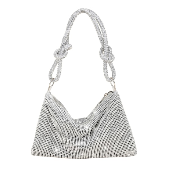 (Sølv) Diamantbesat Aftentaske Rhinestone Håndtaske 26*16cm[C]