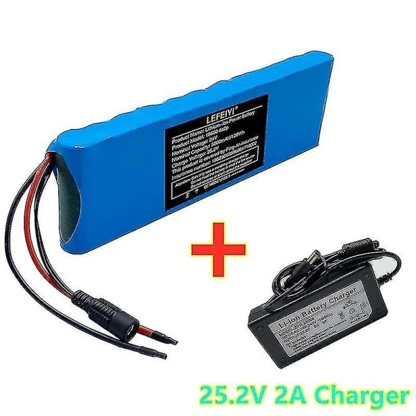 6s2p 25,2v 5,0ah 18650 Li-ion batteripaket, 24v 5000mah kompatibel med elcykel, med Bms +-hhny[C]