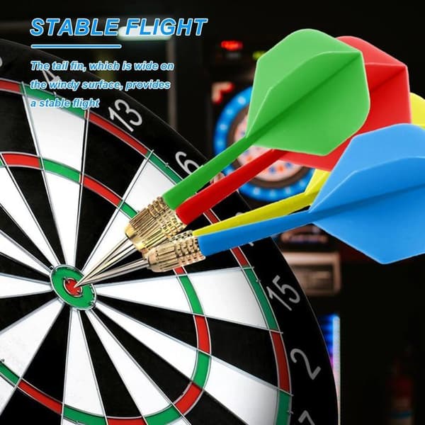 Sett med 24 integrerte dartflighter med skaft, integrert flight- og skaftsystem, darttilbehør (8 farger)
