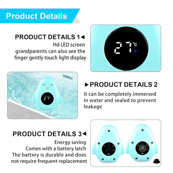 Baby , badvattentemperaturmätare, LED-badtermometer, flytande leksak för baby , baby och termometerC[C] Green Penguin