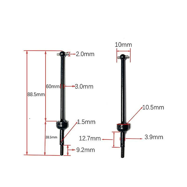 4 st Metall Drivaxlar och Hjulmutter för Wltoys 144001 144010 124007 124016 124019 124018 RC Bil Upp