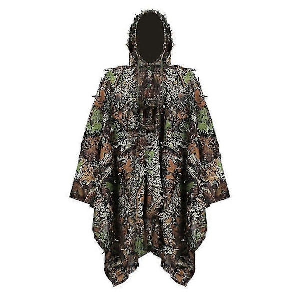 3D Løvskovsblad Tøj Jungle Woodland Jagt Camo Poncho Kappe