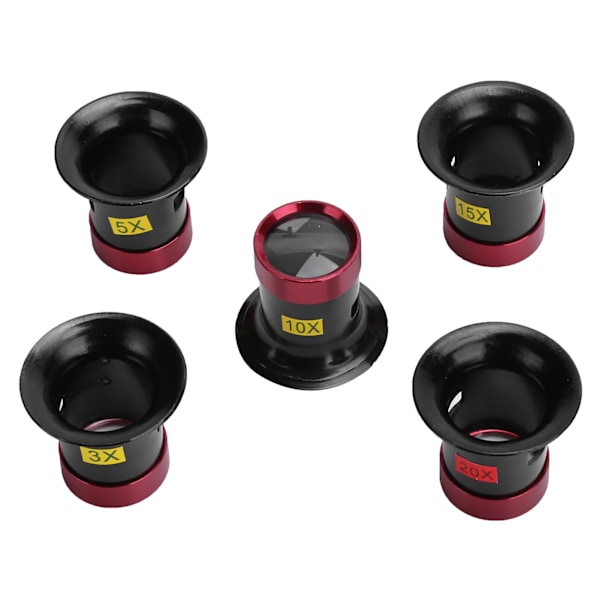 5-pack Förstoringsglas i Aluminiumlegering för Urmakare, Glaslins Förstoringsglas Loupe Tillbehör[C]