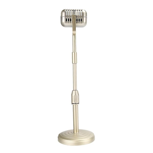 Vintage Desktop Mikrofonrekvisita Modell Med Justerbar Höjd, Klassisk Retro Stil Mikrofonstativ Falsk Mikrofonrekvisita, guld