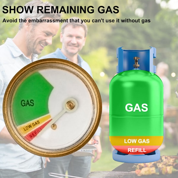 1/2 Del Propantankmåler Master - Nøyaktig Gasstryknivåindikator med Messingadapter for 5-40 lb LPG-tanker