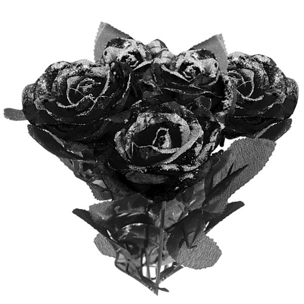 Paljetter Svart Ros Imitation Ros Falsk Blomma Halloween Dekoration Flerfärgad Konstgjord Imitation Ros[C]